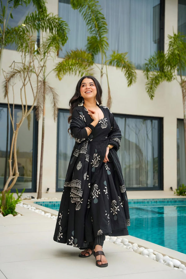 Premium Maslin Fabric Digital Print Ready made anarkali Gown