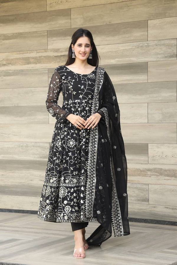SakhiTrends Present Premium look Black Anarkali suit set for Modest Queen